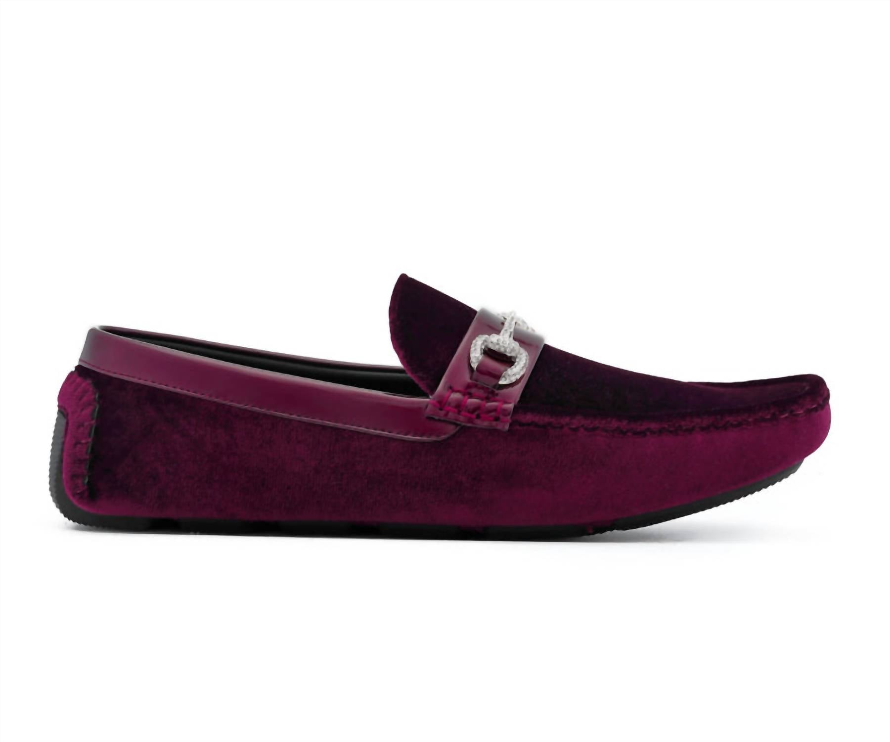 Amali Men's Bling Driving Shoe in burgundy - men's loafer