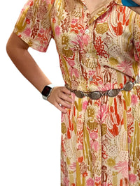 Turquoise Haven - Western-inspired Maxi Dress With Cactus Print