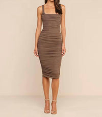 L'Agence - Anya Shirred Midi Dress