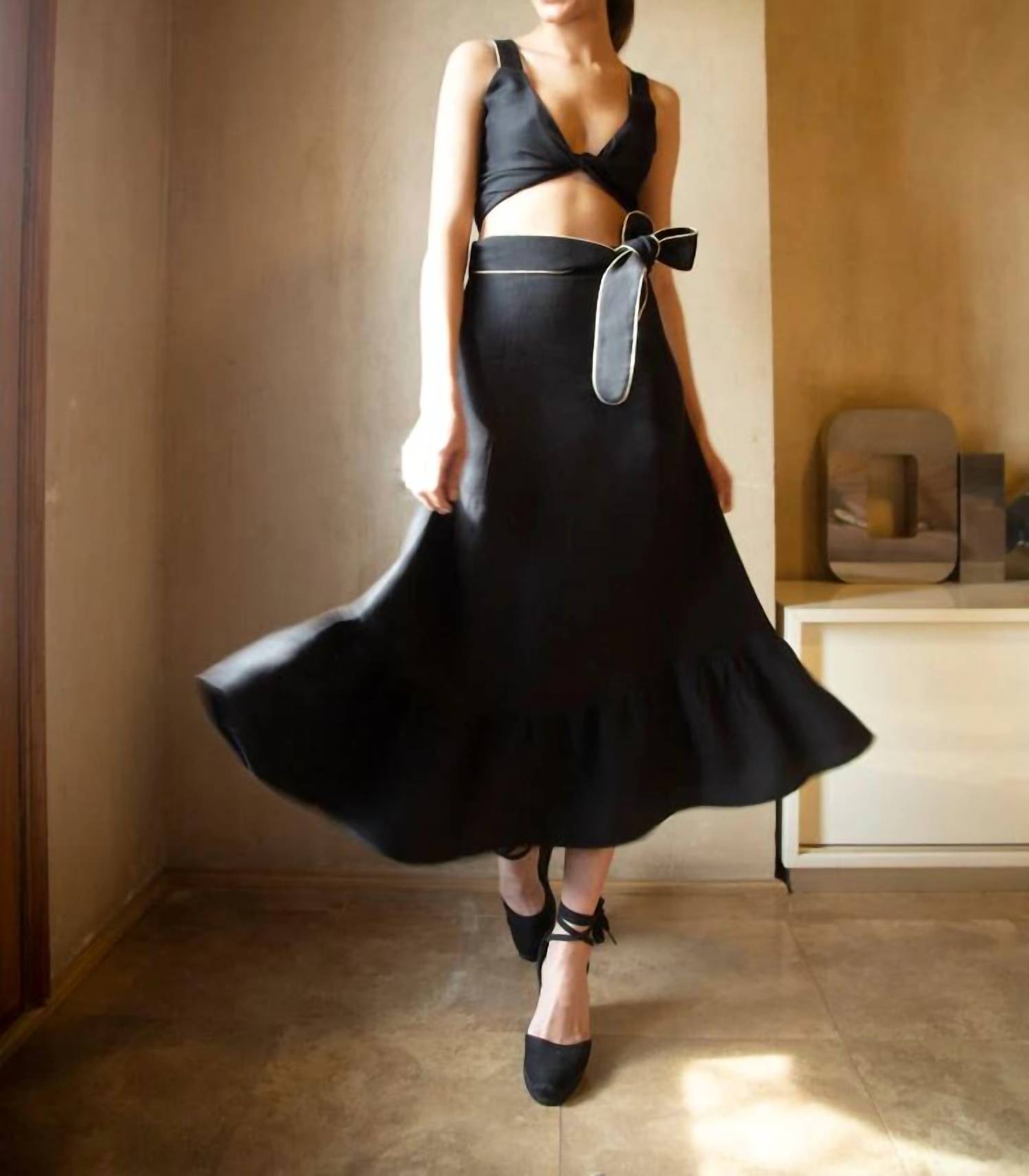 Rosewater House - Noor Belted Midi Skirt