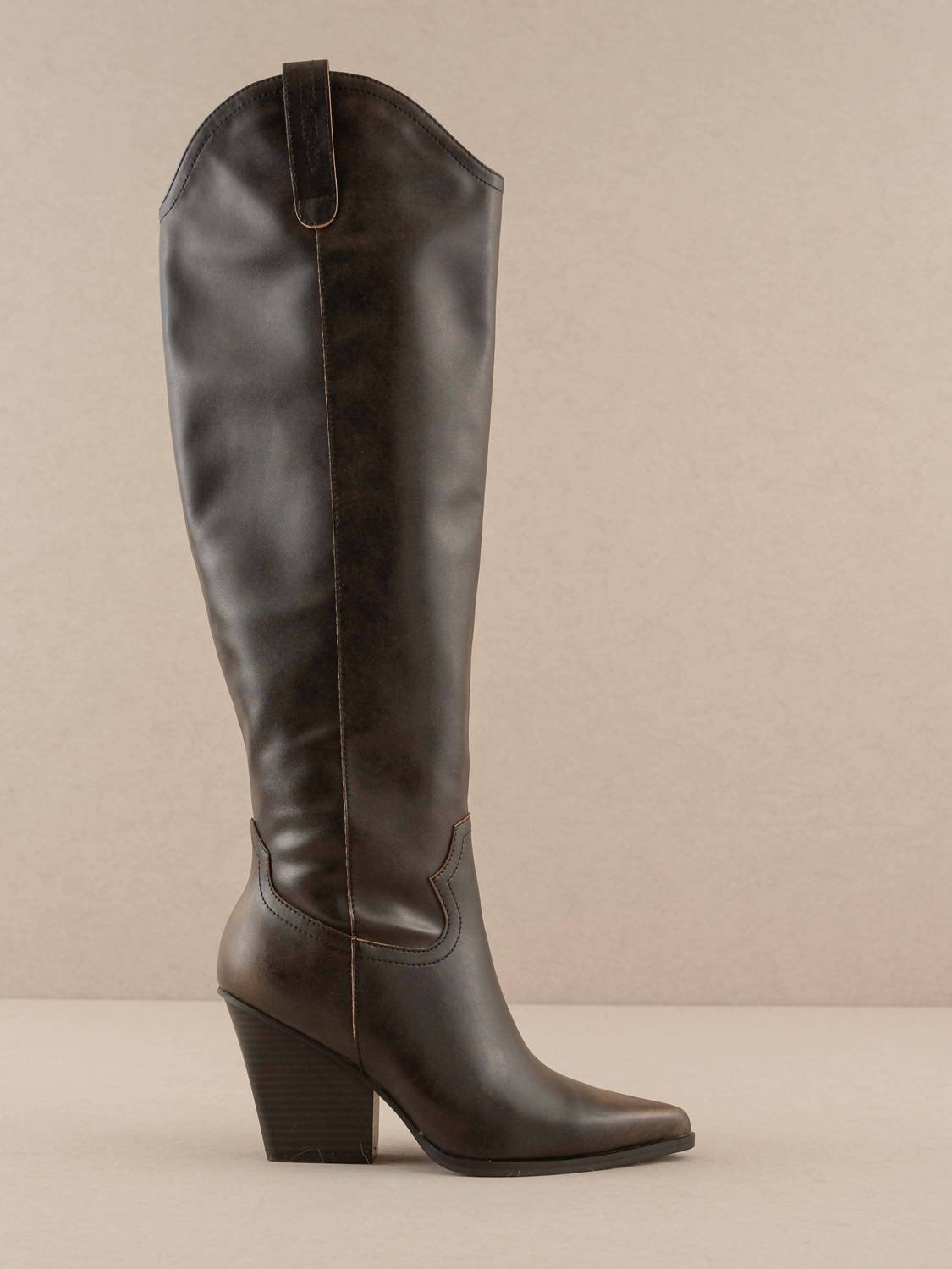 OASIS SOCIETY Women's Barcelona Knee High Western Boot in brown - women's shoe