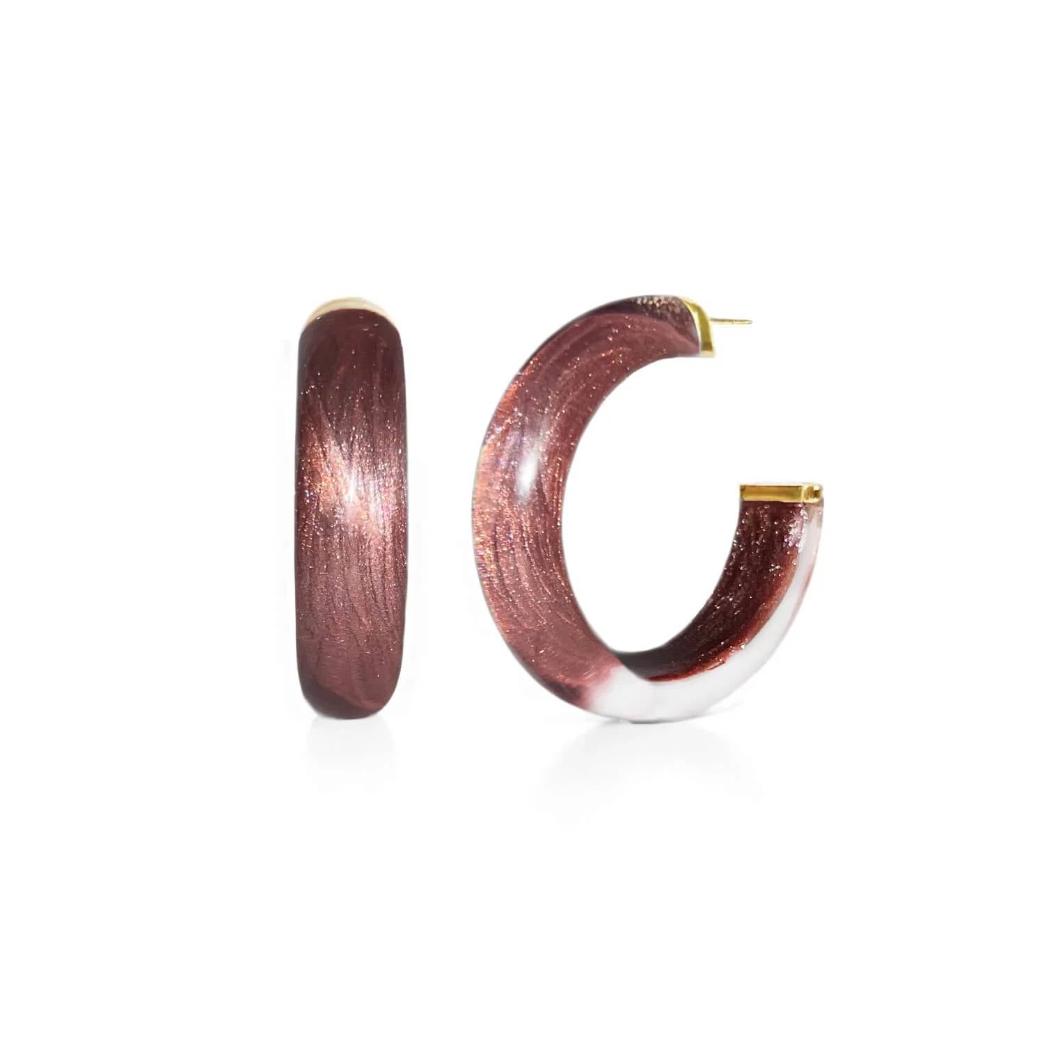 Gold & Honey - Small Illusion Lucite Hoop Earrings in Neutrals