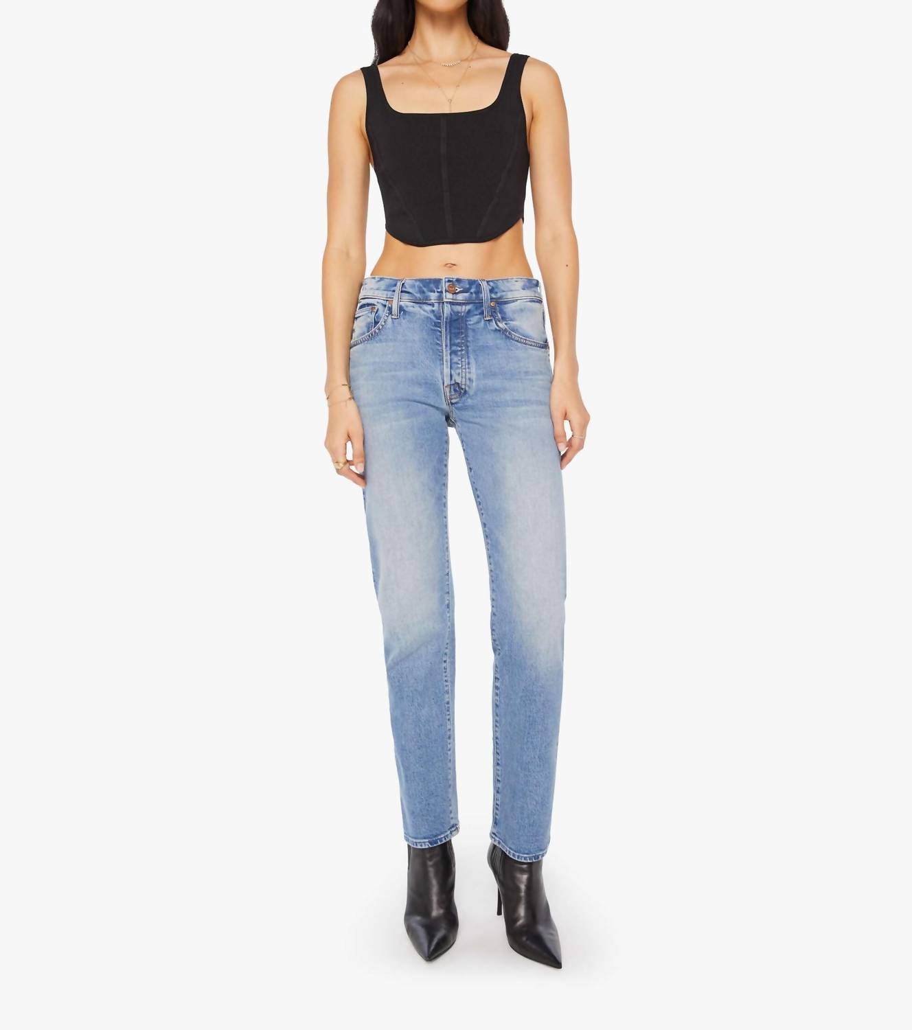 Mother The Mid Rise Hiker Hover Jeans in fight for your right 1 - women's jeans