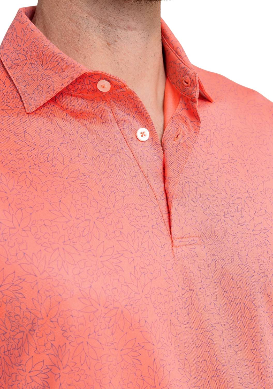 SOUTHERN TIDE Driver Pineapple Paradise Printed Polo in sunset coral - men's shirt - alternate view