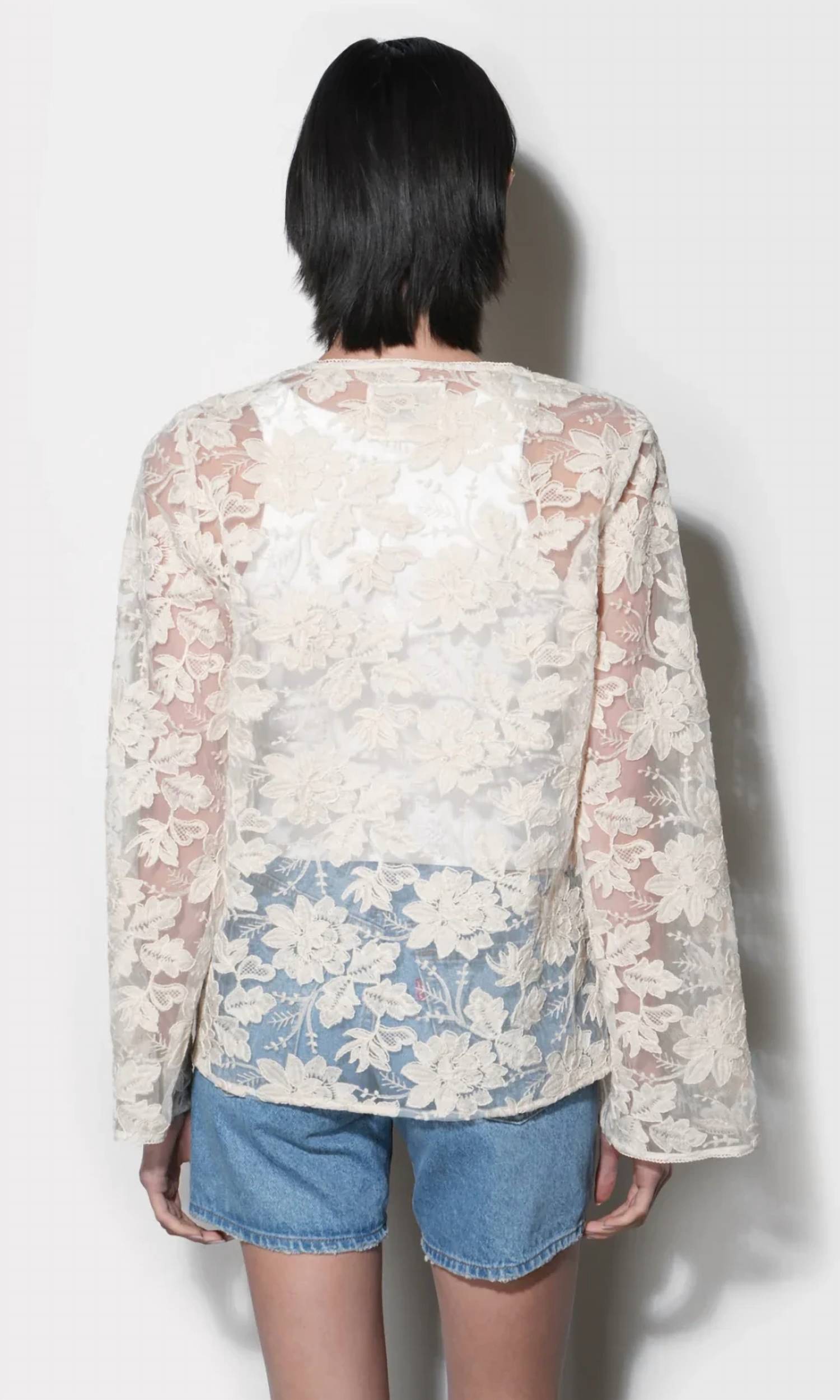 Greylin - Zaylee Sheer Embroidery Lace Cardigan
