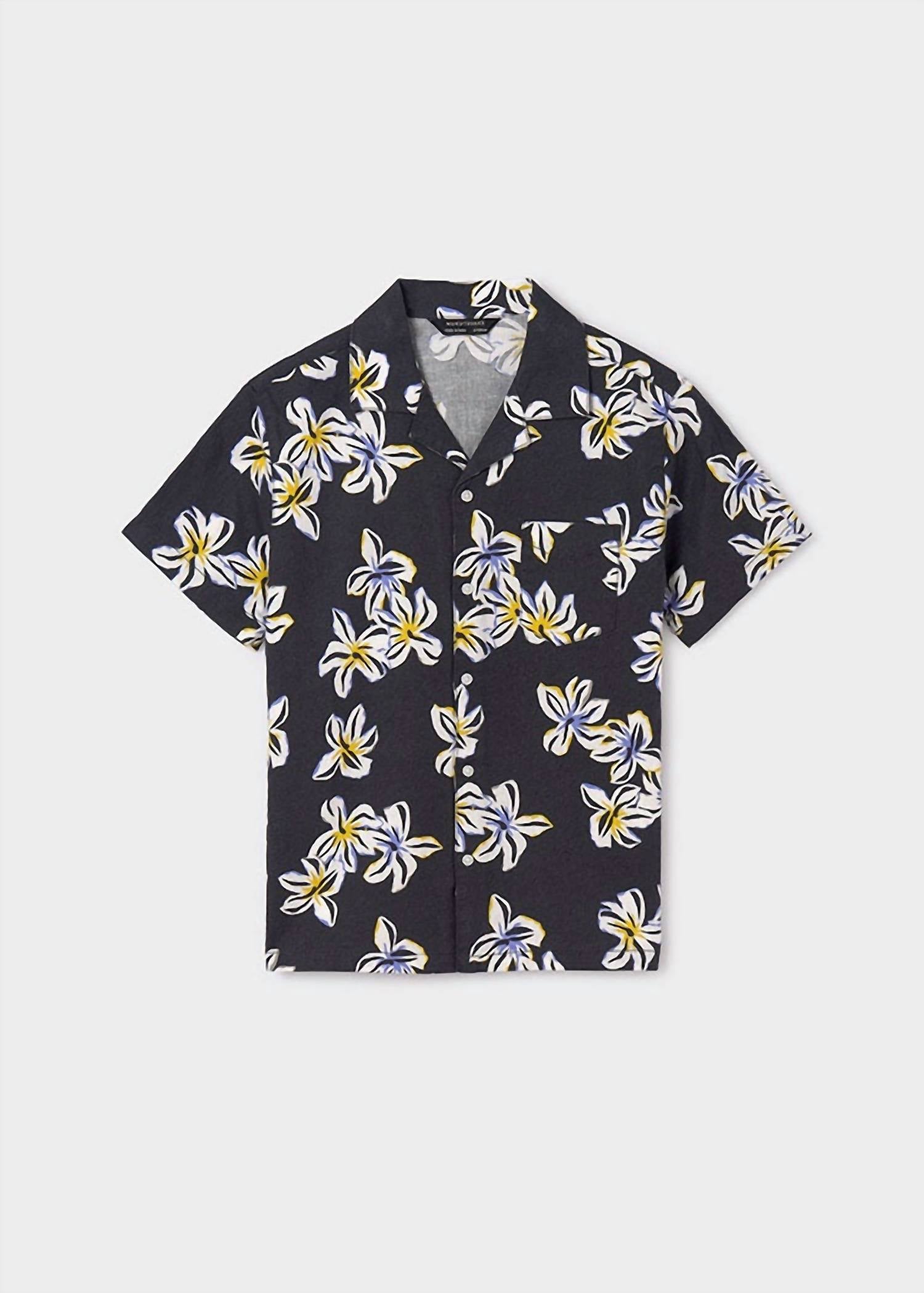 Mayoral - Boys' Linen Blend Hibiscus Short Sleeve Shirt