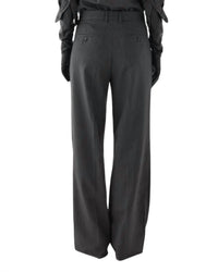 Veronica de Piante Taylor Straight Leg Trouser in dark grey pinstripe - women's pants - detail view