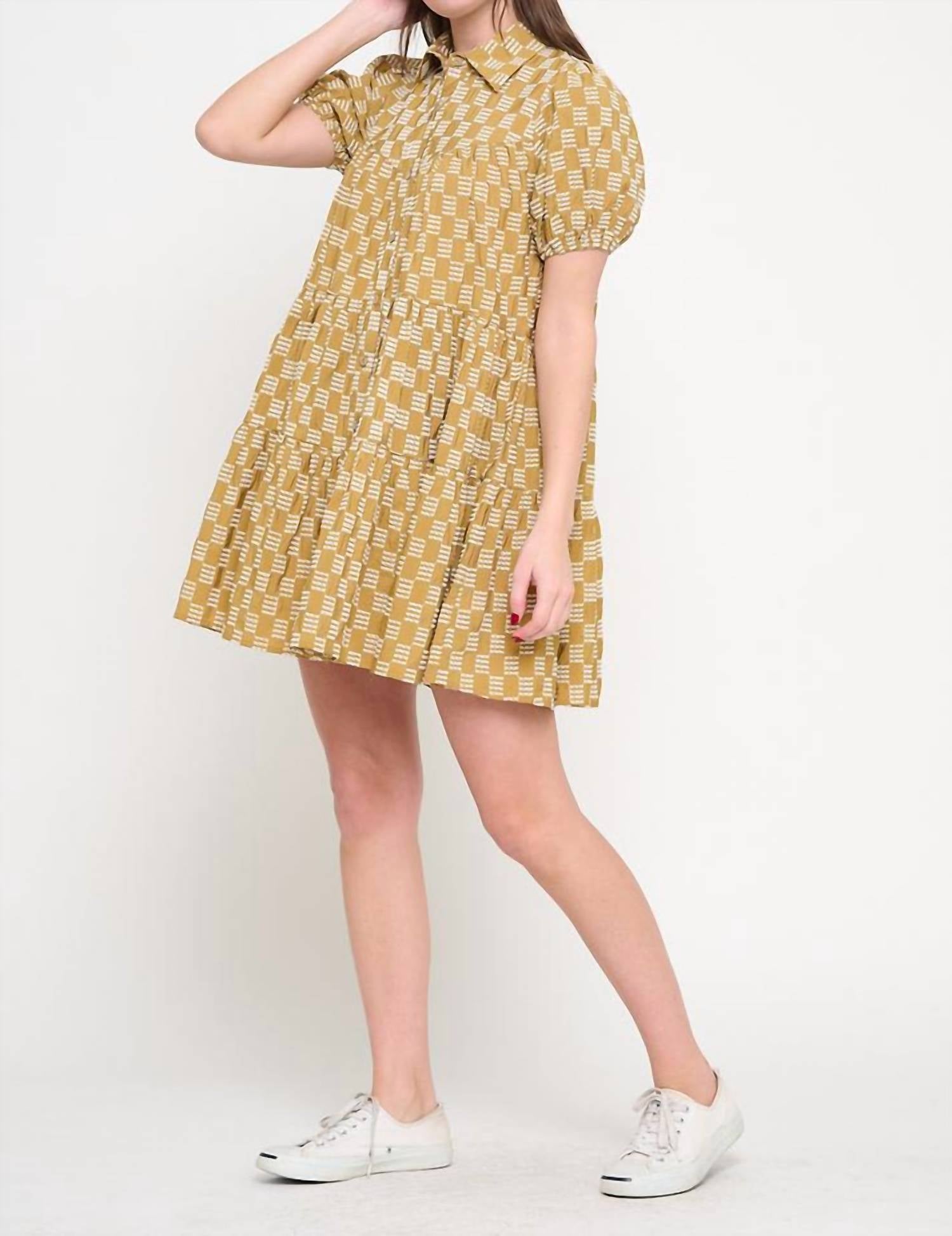 Meet Me In Santorini - Weave Button Down Dress