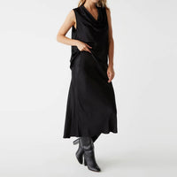 Michael Stars Women's Leila Bias Satin Cut Skirt in black - women's skirt - alternate view