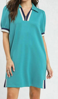 Umgee - Color Block Zip Front Shift Dress