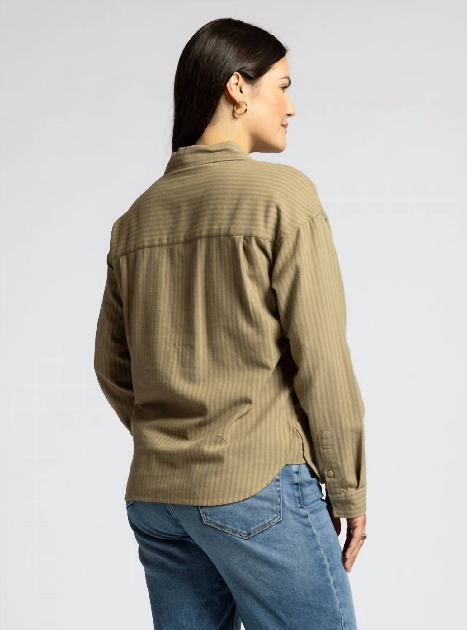 Thread & Supply Vermont Button Down Shirt in elmwood tonal - women's shirt - alternate view