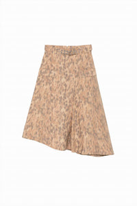 Ganni - Printed Stretch Cotton Asymmetric Belt Skirt