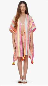 America & Beyond - Fluorescent Striped Cover Up