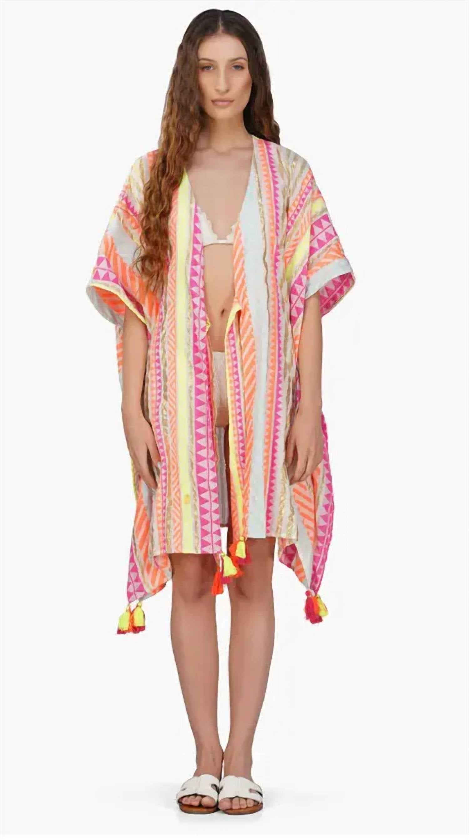 America & Beyond - Fluorescent Striped Cover Up