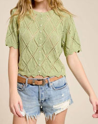 Mimosa - Baby Short Sleeve Pointell Knit Cardigan
