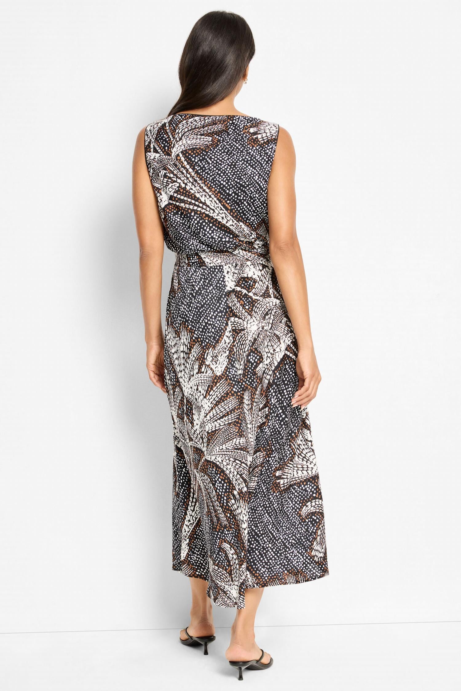 Nic + Zoe Dotty Palms Boat Neck Bianca Dress in black multi - women's dress - alternate view