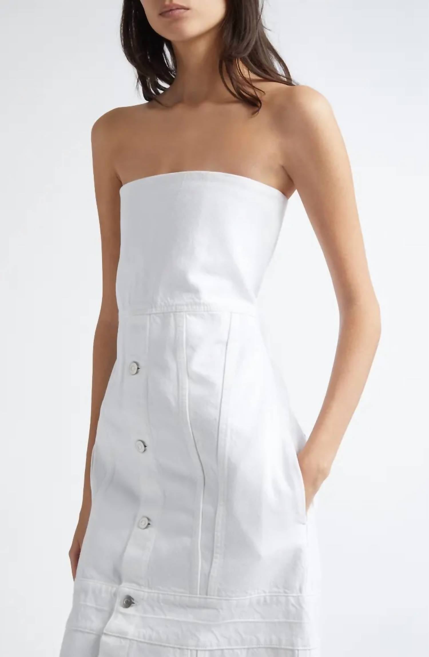 Stella Mccartney - Distressed Denim Bustier Dress