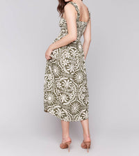 Charlie B - Printed Sleeveless Midi Dress With Shirring Detail