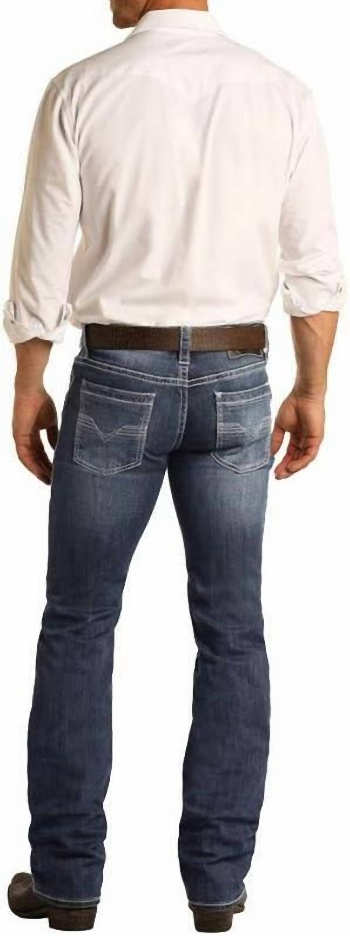 Rock & Roll Denim Pistol Fit Regular Fit Straight Leg Jeans in medium wash - men's jeans - alternate view