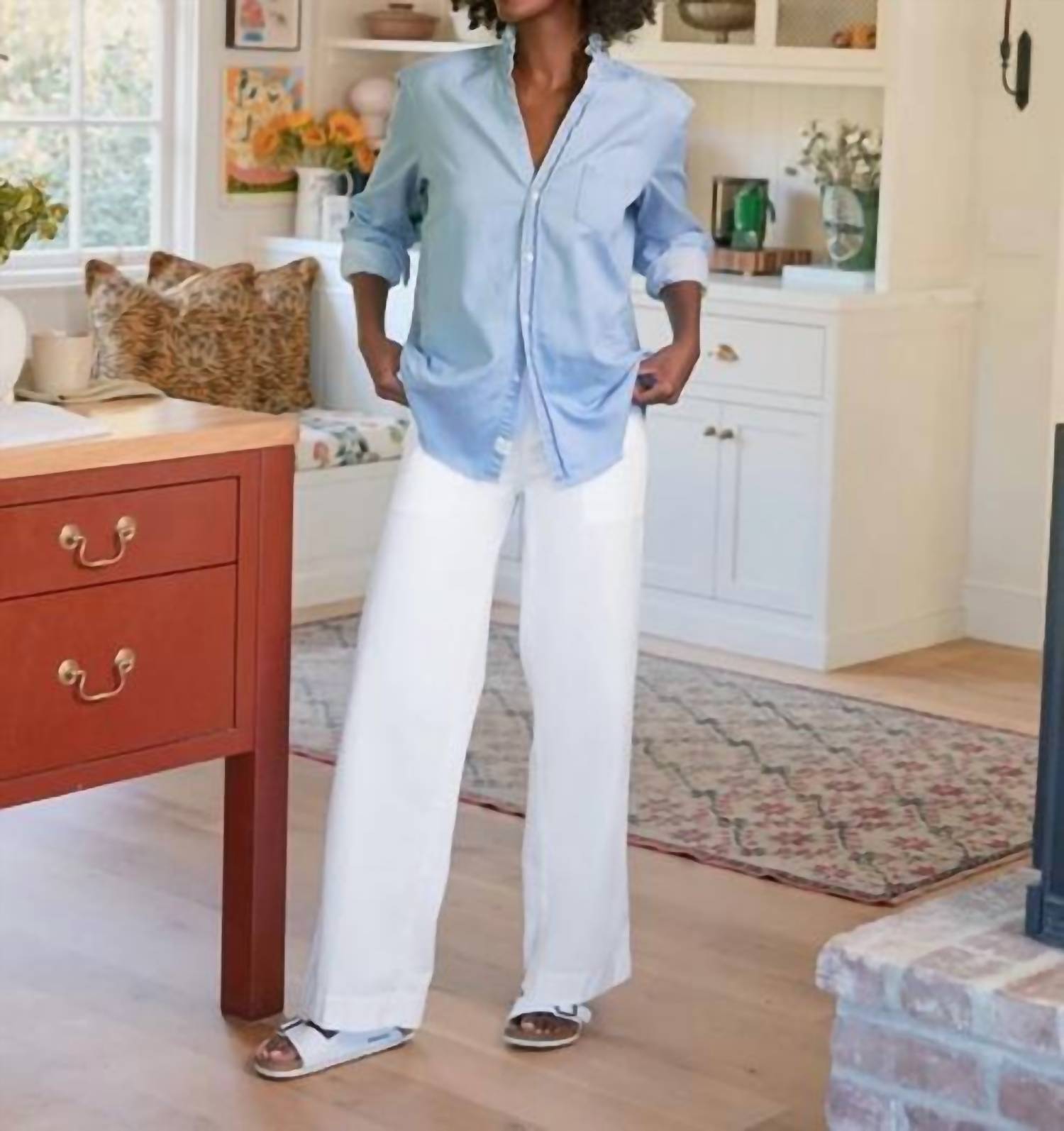 Frank & Eileen - Eileen Ruffle Collar Button-up Shirt