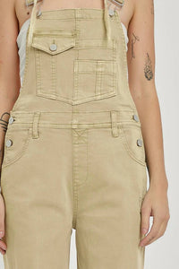 Risen - High Rise Distressed Denim Overalls