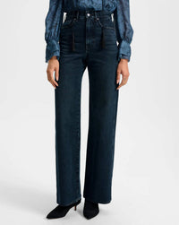 Veronica Beard Taylor High Rise Wide Leg Jean in dark midnight - women's jeans