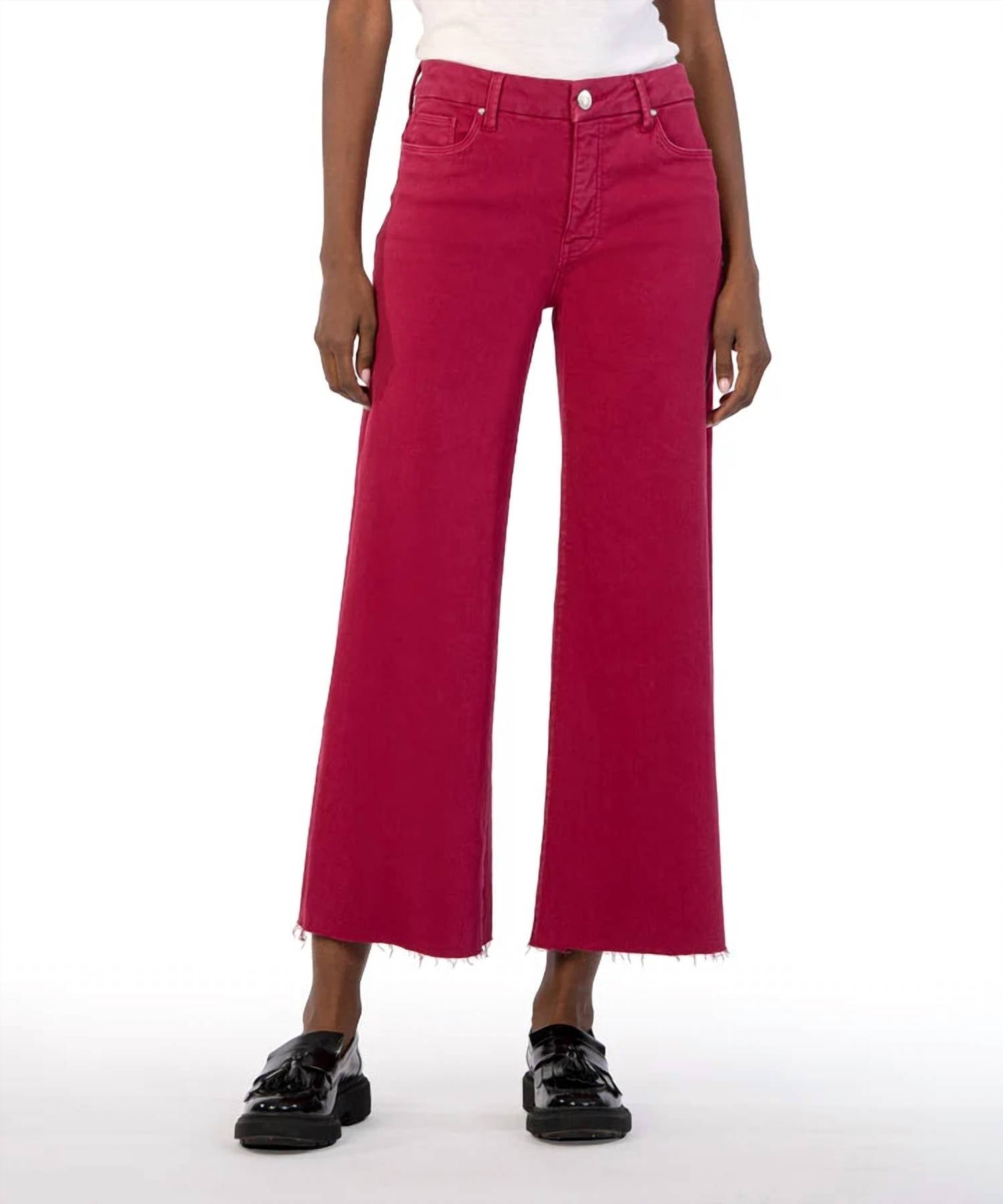 Kut From The Kloth - Meg High Rise Fab Ab Wide Leg Raw Hem Jeans