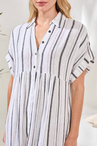 Tribal - Soft Linen Button‑front Midi Dress