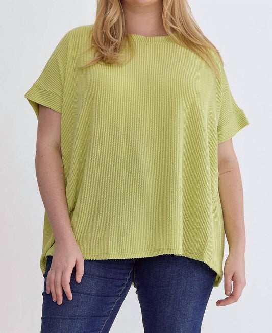 Entro - Ribbed Short Sleeve Top - Plus