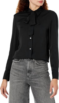 Theory - Wide Tie Neck Blouse
