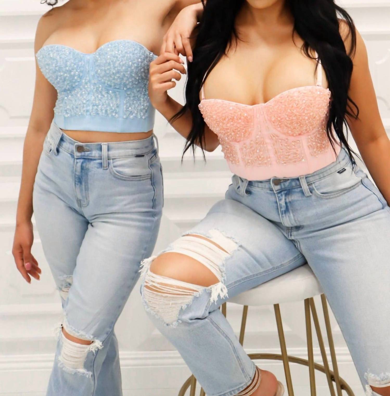 The Sang - Penelope Beaded Bustier Top