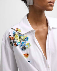 Cinq A Sept - Sequin Flower Marianna Front-Tie Top