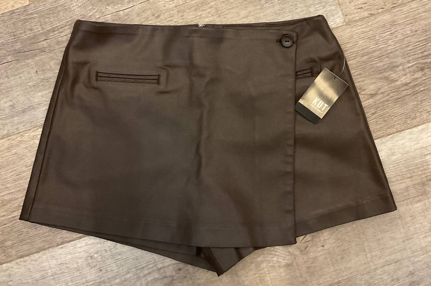KUT FROM THE KLOTH Carlie Wrap Skort in chocolate - women's shorts - view 9