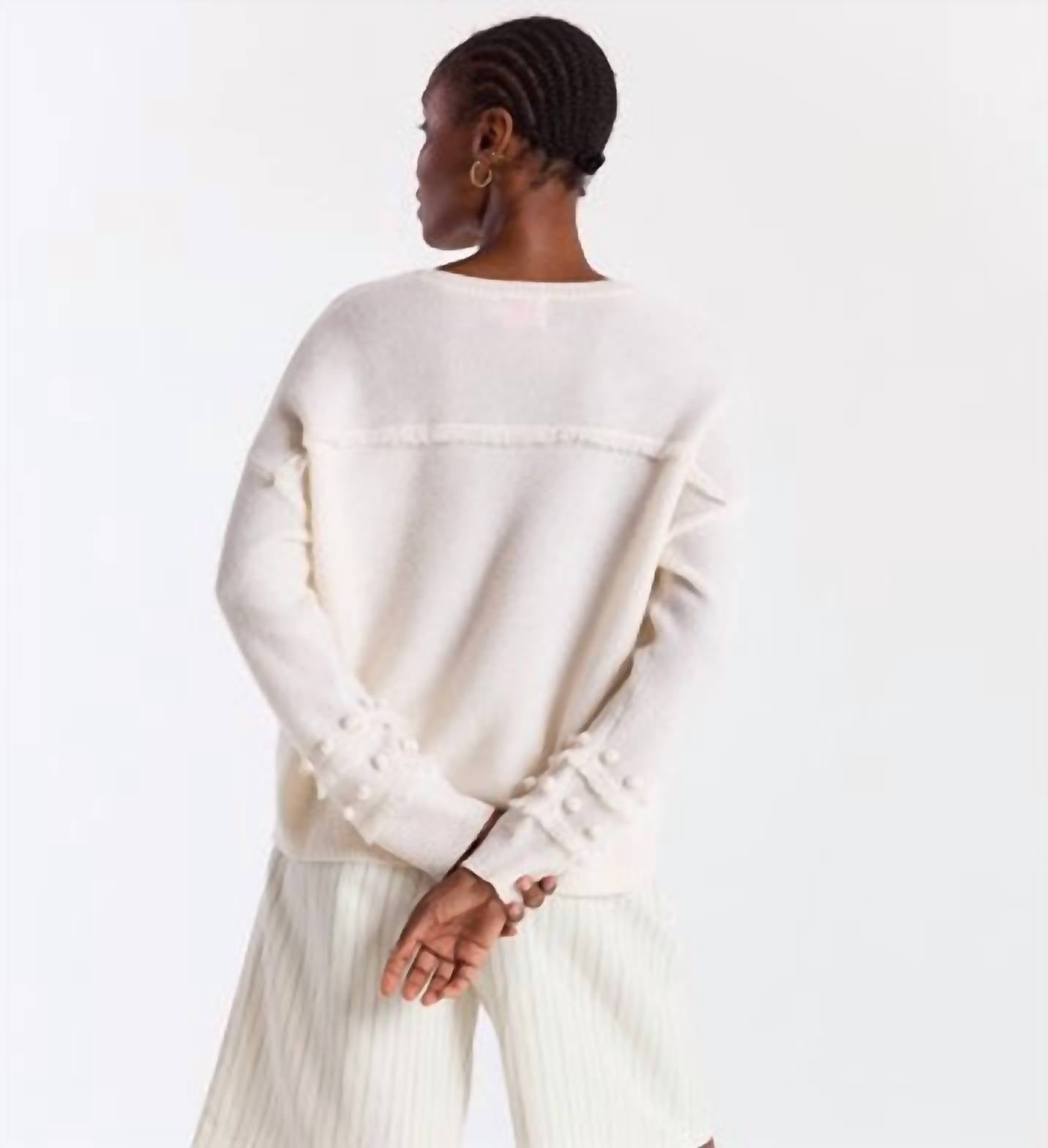 Brodie Cashmere - Paula Pom Sleeve Crew Sweater