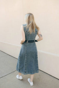 ELAN Denim Midi Dress in blue - women's dress - alternate view