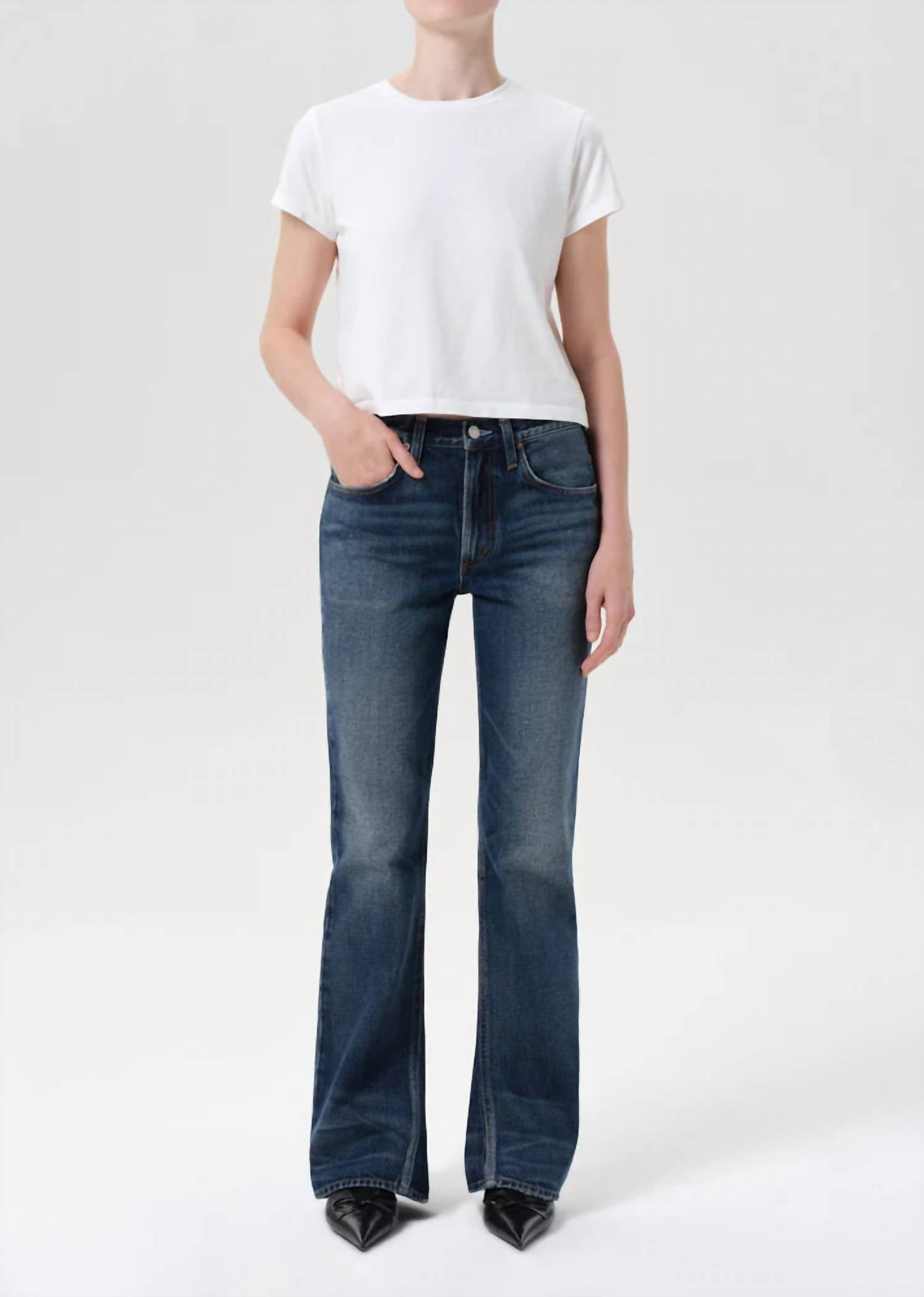 AGOLDE Kick Boot Jeans in stencil - women's pants - detail view