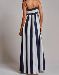 Urban Daizy - Vertical Stripe Smocked Back Maxi Dress