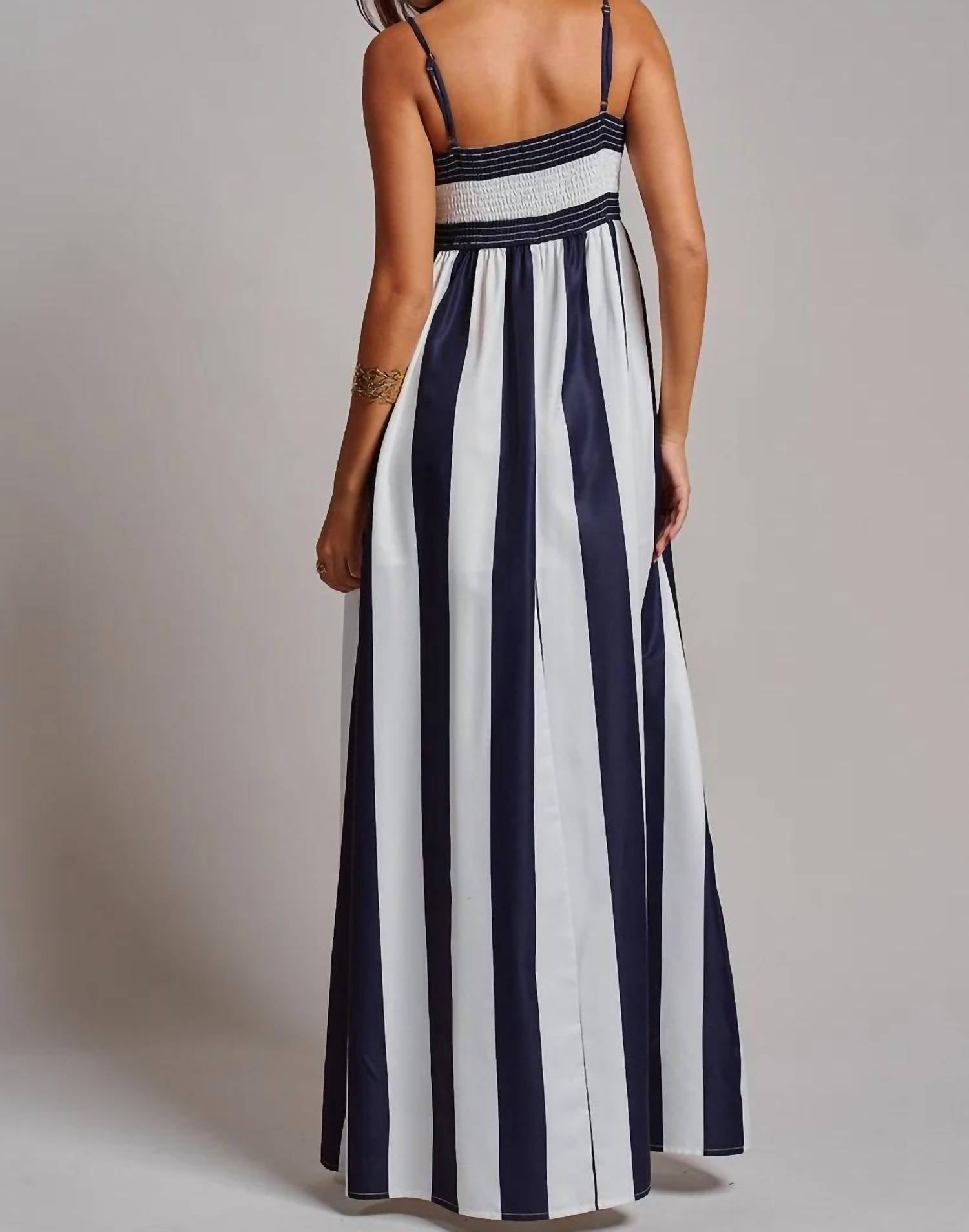 Urban Daizy - Vertical Stripe Smocked Back Maxi Dress