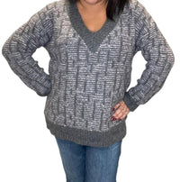 Mystree - Cozy Patterned V-Neck Sweater