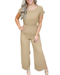 Ces Femme - Kinda Busy Wide Side Leg Slit Jumpsuit