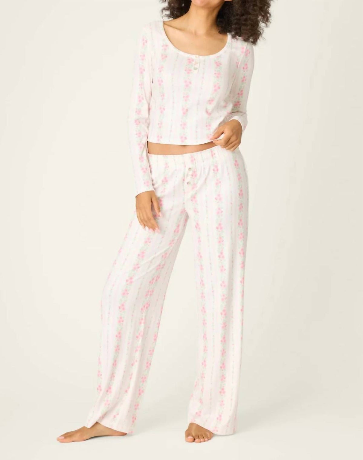 Pj Salvage - Roses Are Pink Petal Dream Pointelle Open Leg Pants