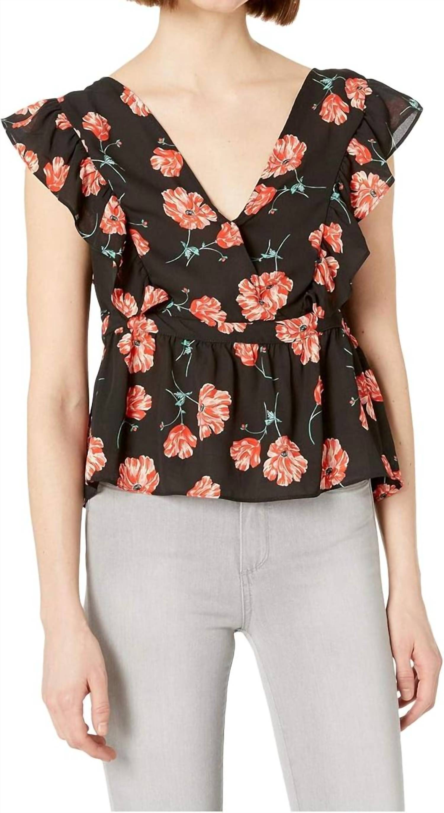 Bb Dakota - Jack Poppy Love Flutter Sleeve Blouse