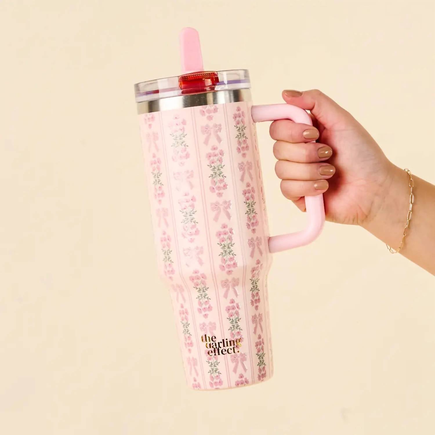 The Darling Effect - Pastel Bow Floral Tumbler - 40 Oz