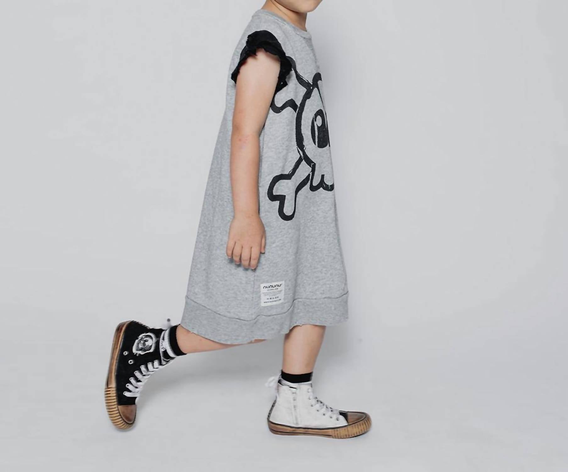 Girls Ruffled Sleeve Sweat Dress