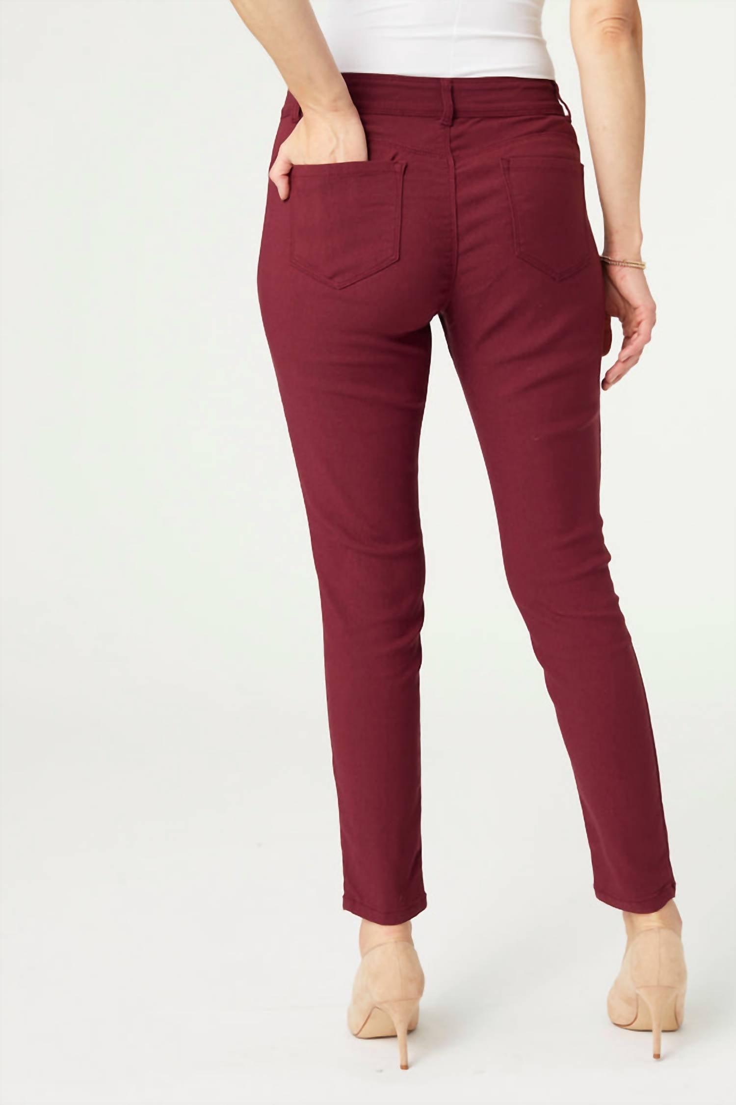 COCO + CARMEN Cloud 9ine Skinny Pant in burgundy - women's pants - detail view