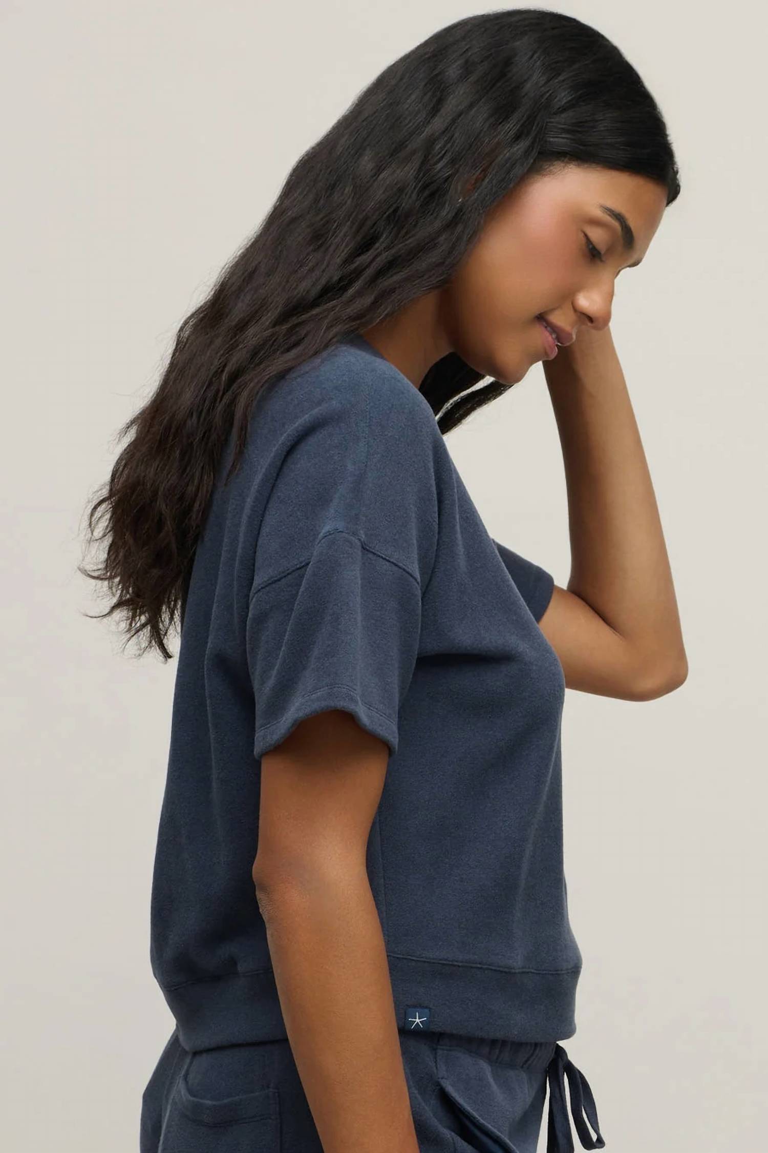 Barefoot Dreams - Brushed Fleece Short Sleeve Dropped Shoulder Pullover Top
