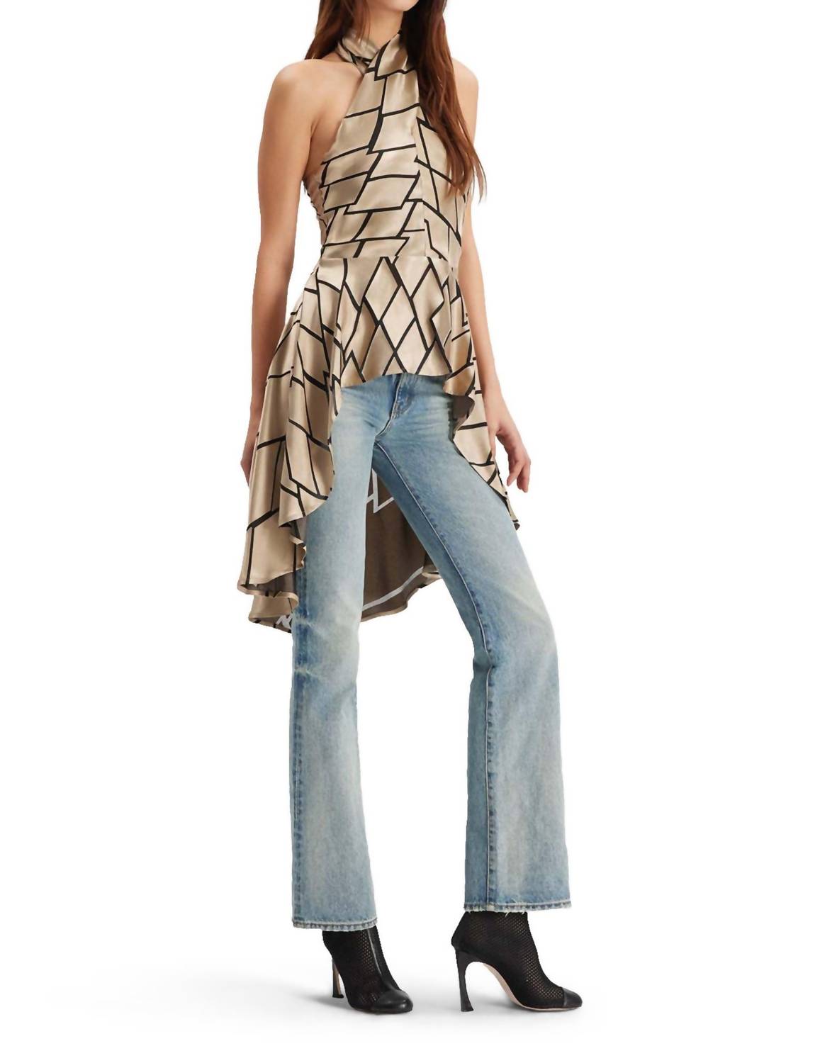 Theo The Label - Theia Retro Burnout Hi Low Halter Top