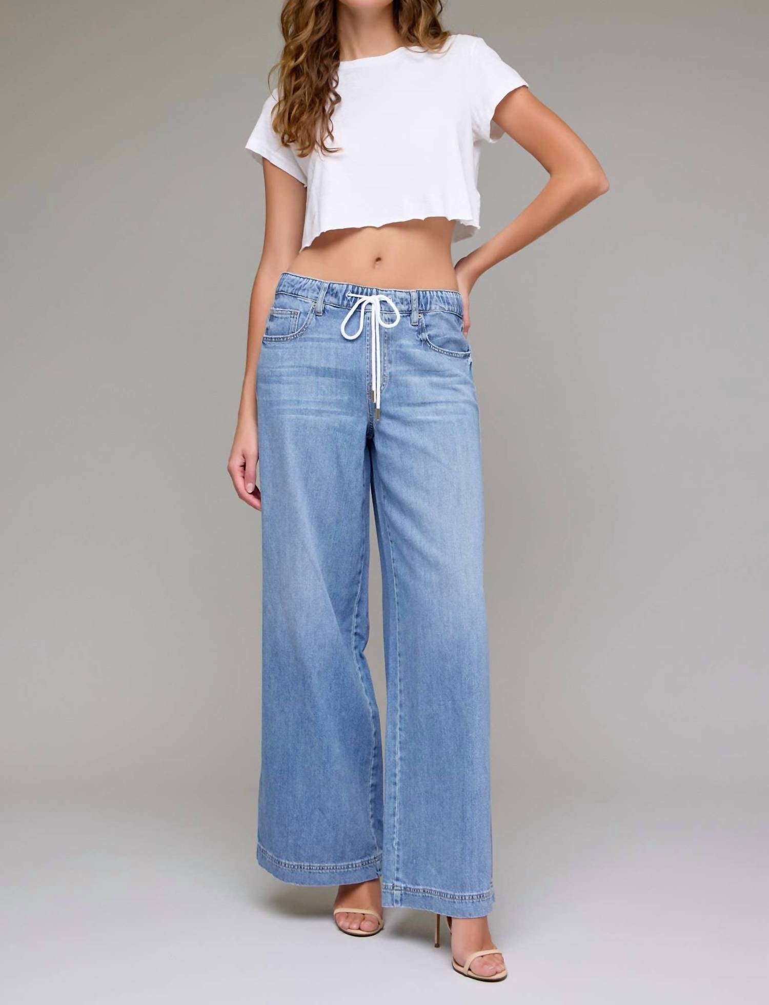 Hidden - Super Soft Elastic Waistband Wide Leg Jean