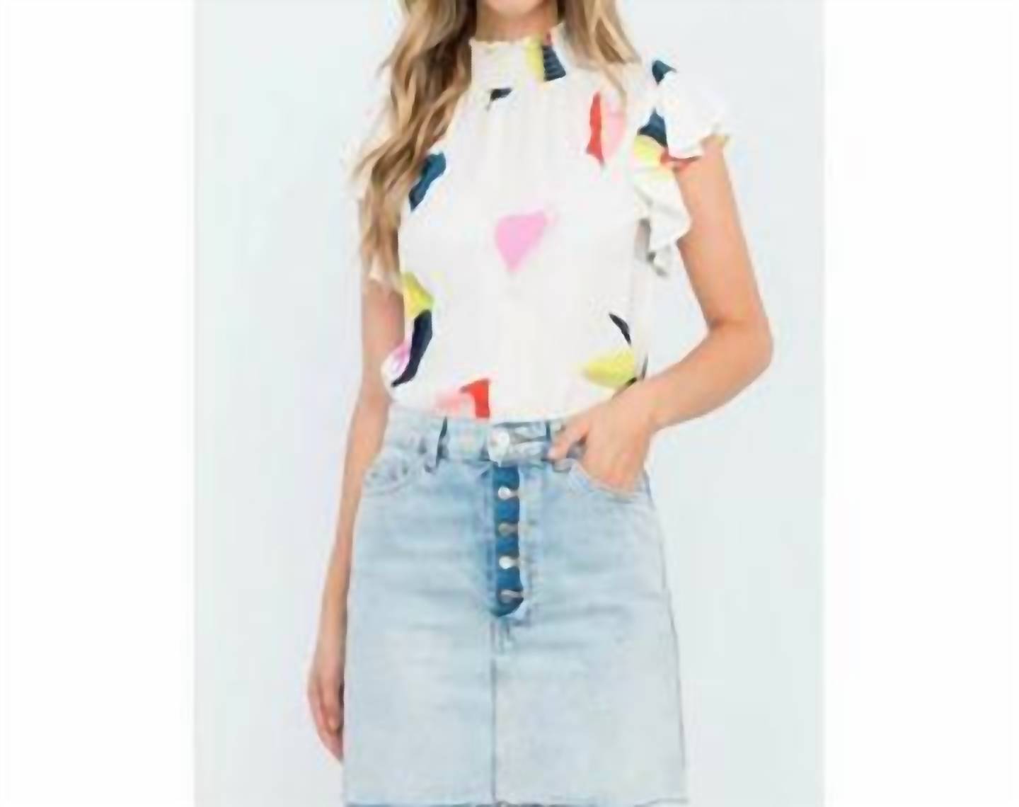 Thml - Samantha Abstract Flutter Sleeve Top