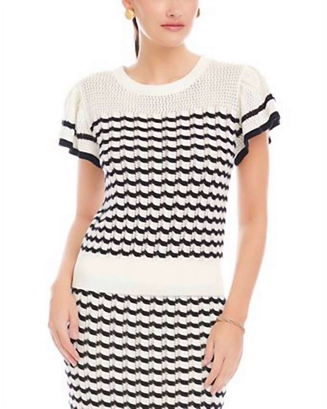 Fifteen Twenty Uma Crochet Sweater top in white - women's shirt